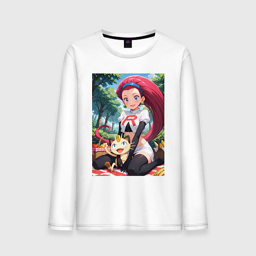 Мужской лонгслив Джесси и Мяут на пикнике / Белый – фото 1