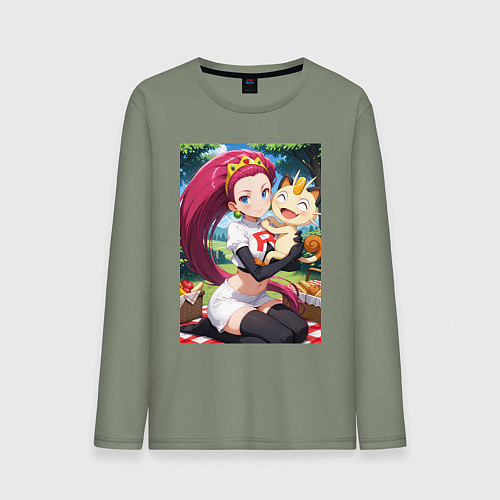 Мужской лонгслив Джесси и Мяут на пикнике / Авокадо – фото 1