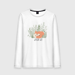 Лонгслив хлопковый мужской Лисичка мечтатель, цвет: белый