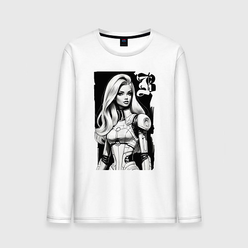 Мужской лонгслив Barbie - sketch ai art fantasy / Белый – фото 1