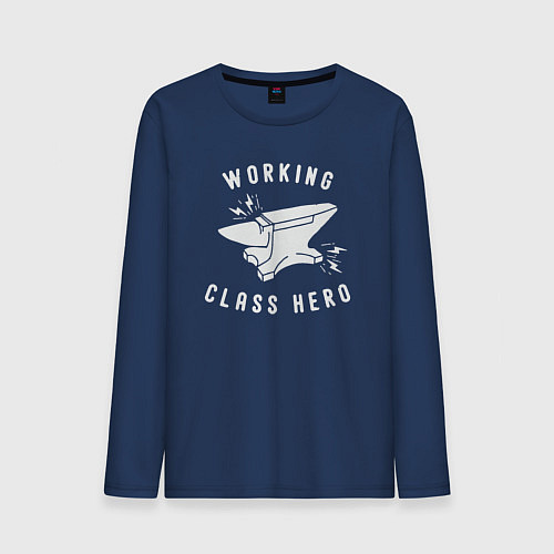 Мужской лонгслив Герои рабочего класса / Тёмно-синий – фото 1