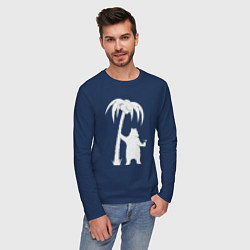 Лонгслив хлопковый мужской Мишка возле пальмы, цвет: тёмно-синий — фото 2