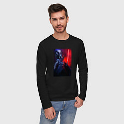 Лонгслив хлопковый мужской Дарт вейдер с мечом, цвет: черный — фото 2