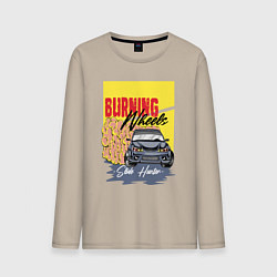 Лонгслив хлопковый мужской Burning wheels, цвет: миндальный