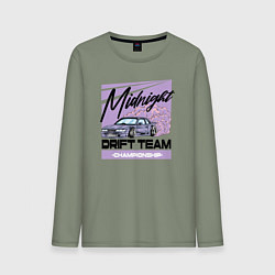 Лонгслив хлопковый мужской Midnight drifting, цвет: авокадо