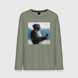 Лонгслив хлопковый мужской Важный звонок, цвет: авокадо