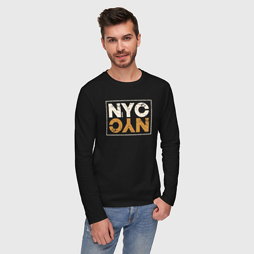 Мужской лонгслив NYC original / Черный – фото 3