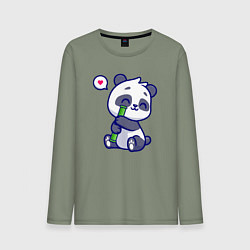 Лонгслив хлопковый мужской Lovely panda, цвет: авокадо