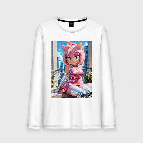 Мужской лонгслив Эми Роуз из Somic строит глазки / Белый – фото 1