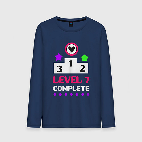 Мужской лонгслив 7 уровень пройден / Тёмно-синий – фото 1