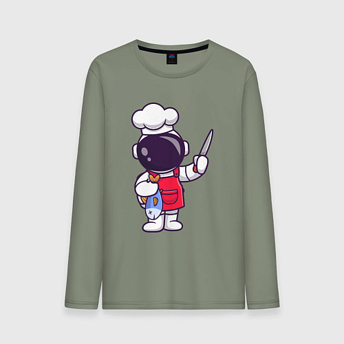 Мужской лонгслив Повар космонавт с рыбкой / Авокадо – фото 1