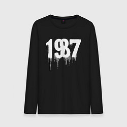 Лонгслив хлопковый мужской 1987 растекшиеся капли, цвет: черный