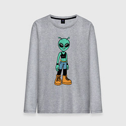 Лонгслив хлопковый мужской Девочка инопланетянин, цвет: меланж