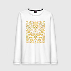 Мужской лонгслив Обережный узор позолота - птицы счастья