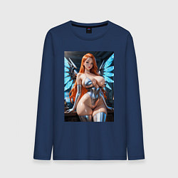 Мужской лонгслив Девушка-ангел с механическими крыльями