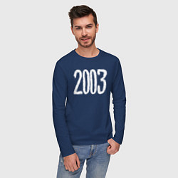 Лонгслив хлопковый мужской С белыми цифрами 2003, цвет: тёмно-синий — фото 2