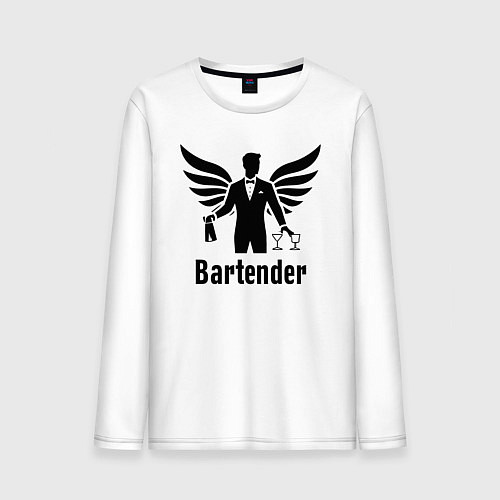 Мужской лонгслив Бармен с крыльями / Белый – фото 1