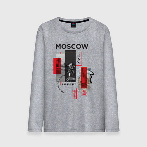 Мужской лонгслив Москва коллаж / Меланж – фото 1