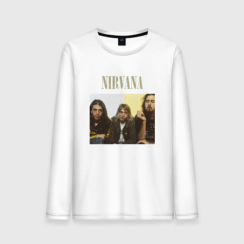 Мужской лонгслив Nirvana band foto / Белый – фото 1
