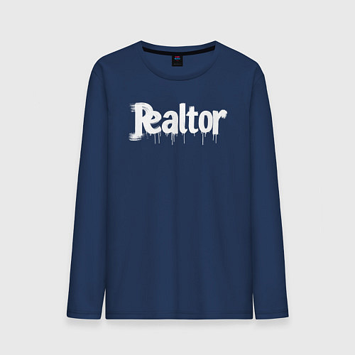Мужской лонгслив Граффити риэлтор / Тёмно-синий – фото 1