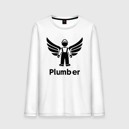 Мужской лонгслив Крылатый сантехник / Белый – фото 1