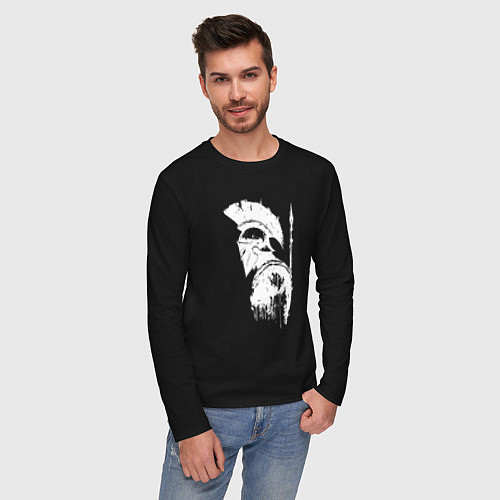 Мужской лонгслив Один из 300 спартанцев / Черный – фото 3