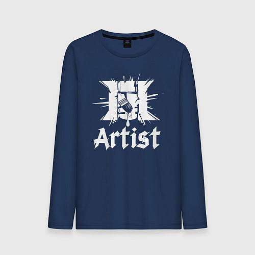 Мужской лонгслив Художник логотип с кистью / Тёмно-синий – фото 1