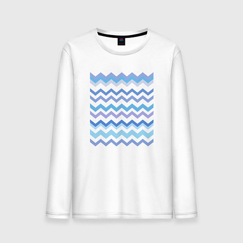 Мужской лонгслив Зигзаги - волны / Белый – фото 1