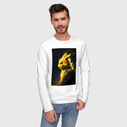 Лонгслив хлопковый мужской Pikachu, цвет: белый — фото 2