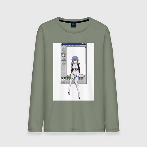 Мужской лонгслив Аянами Рей в paint окне / Авокадо – фото 1