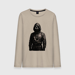 Лонгслив хлопковый мужской Игра в кальмара - черный страж, цвет: миндальный