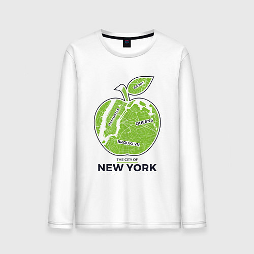 Мужской лонгслив Сity of New York / Белый – фото 1