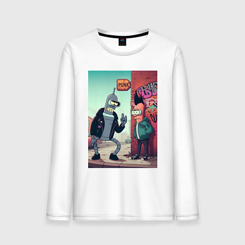 Мужской лонгслив Бендер встретил панка / Белый – фото 1