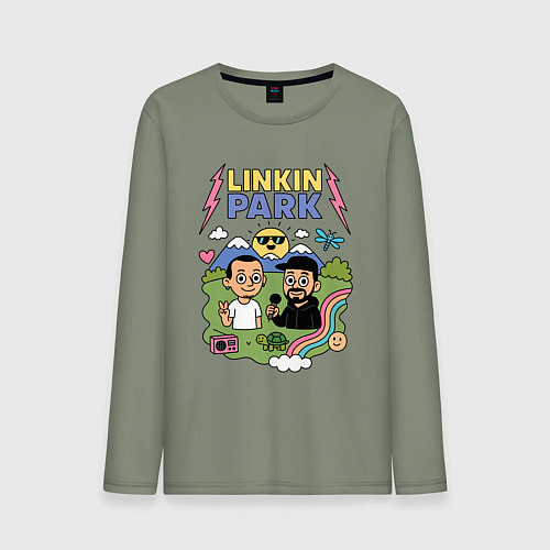 Мужской лонгслив Линкин Парк, мультяшный стиль / Авокадо – фото 1