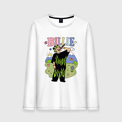 Лонгслив хлопковый мужской Билли Айлиш мультяшный стиль, цвет: белый