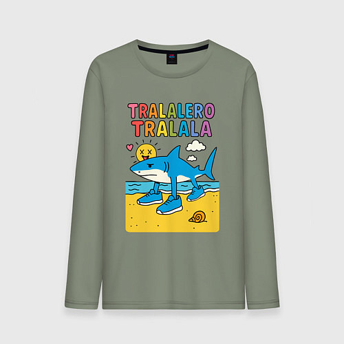 Мужской лонгслив Тралалеро Тралала на пляже / Авокадо – фото 1
