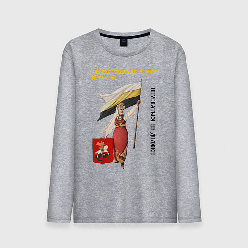 Мужской лонгслив Где русский флаг поднят то там он опускаться не до / Меланж – фото 1