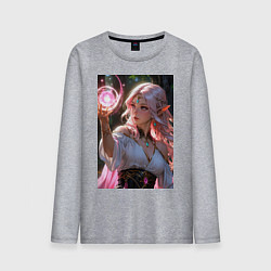 Мужской лонгслив Нежная эльфийка с магической сферой