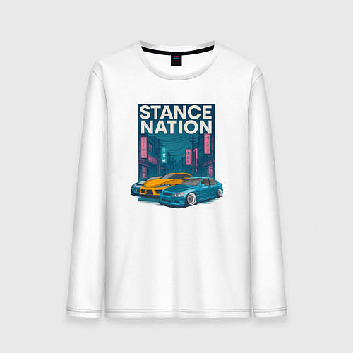 Мужской лонгслив Stance Nation Supra MK5, Lexus IS300, 240SX / Белый – фото 1