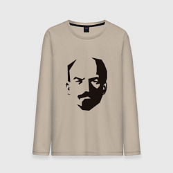 Лонгслив хлопковый мужской Владимир Ленин абстрактный портрет, цвет: миндальный