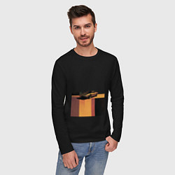 Лонгслив хлопковый мужской Ретрофутуризм спорткар поп-арт 1970-е, цвет: черный — фото 2