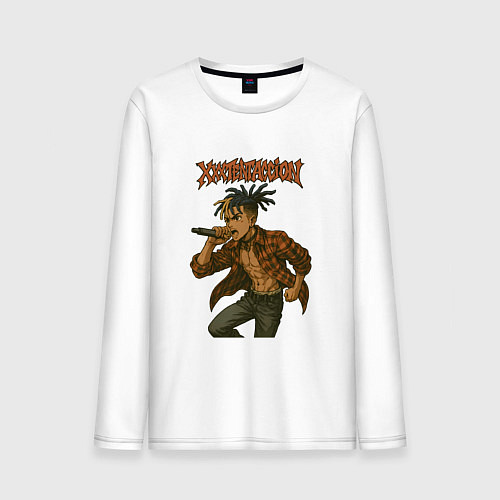 Мужской лонгслив XXXTentacion в аниме стиле / Белый – фото 1