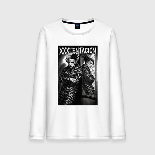 Мужской лонгслив XXXTentacion у зеркала / Белый – фото 1