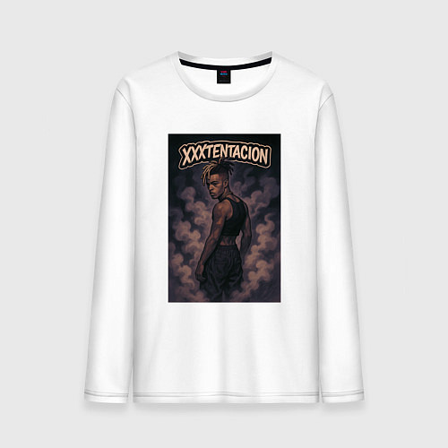 Мужской лонгслив XXXTentacion в дыму / Белый – фото 1