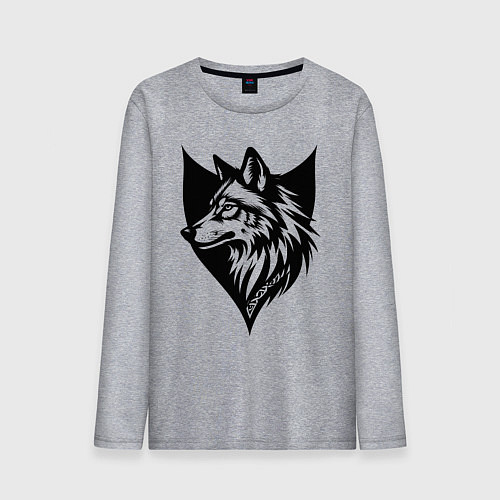 Мужской лонгслив Волк на щите / Меланж – фото 1