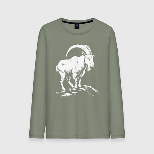Мужской лонгслив Горный козел на скале / Авокадо – фото 1