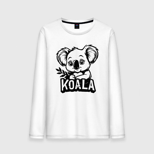 Мужской лонгслив Коала с листьями / Белый – фото 1