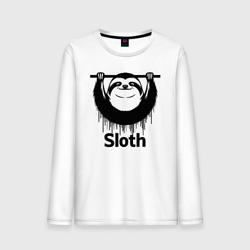 Мужской лонгслив Ленивец на турнике / Белый – фото 1