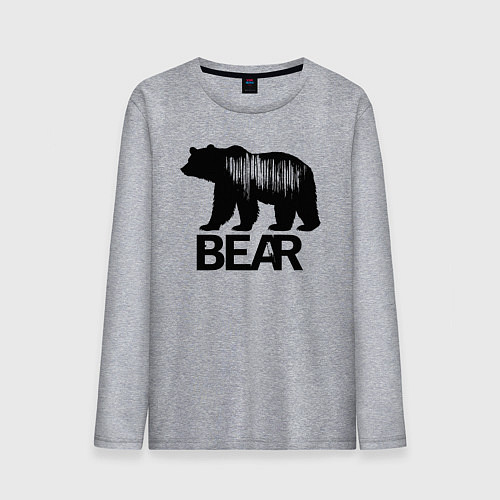 Мужской лонгслив Черный медведь с полосами / Меланж – фото 1