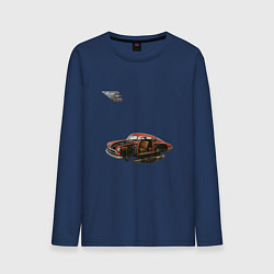 Мужской лонгслив Летающая машина, ретрофутуризм